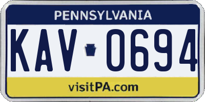 PA license plate KAV0694