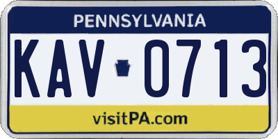 PA license plate KAV0713