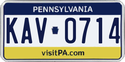 PA license plate KAV0714