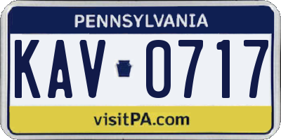 PA license plate KAV0717