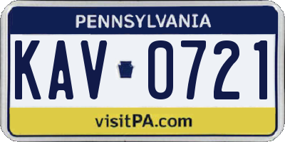 PA license plate KAV0721