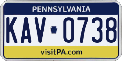 PA license plate KAV0738