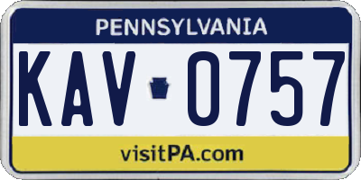 PA license plate KAV0757