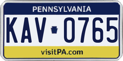 PA license plate KAV0765