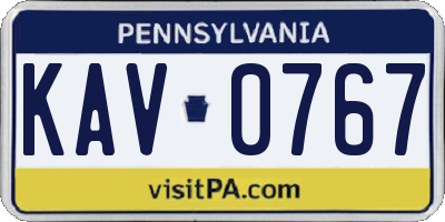 PA license plate KAV0767