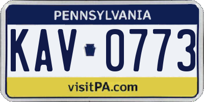 PA license plate KAV0773