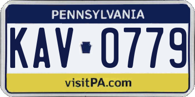 PA license plate KAV0779