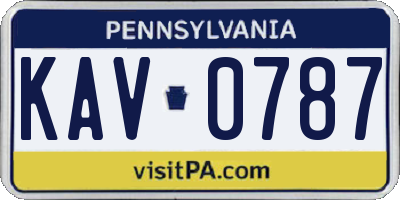 PA license plate KAV0787