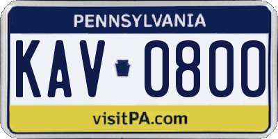 PA license plate KAV0800