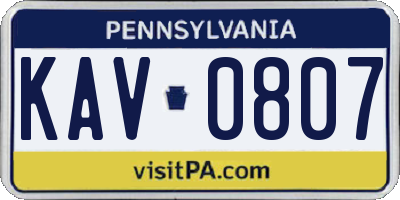 PA license plate KAV0807