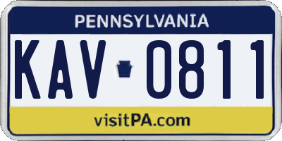 PA license plate KAV0811