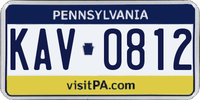 PA license plate KAV0812