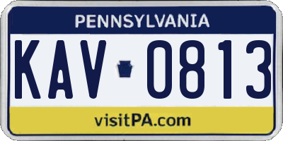 PA license plate KAV0813
