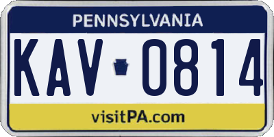 PA license plate KAV0814