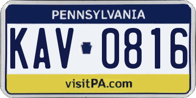PA license plate KAV0816