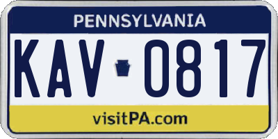 PA license plate KAV0817