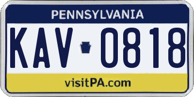 PA license plate KAV0818
