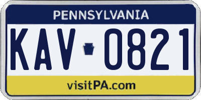 PA license plate KAV0821