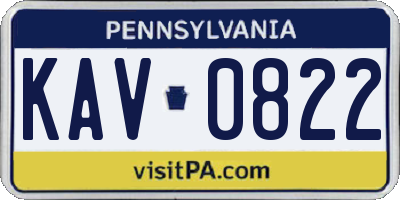 PA license plate KAV0822