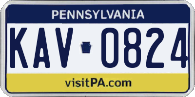 PA license plate KAV0824