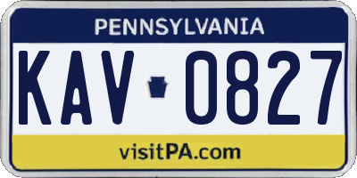 PA license plate KAV0827