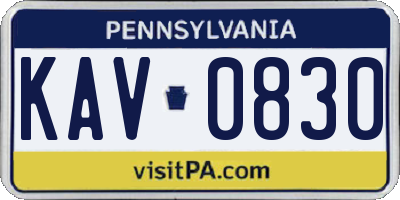 PA license plate KAV0830