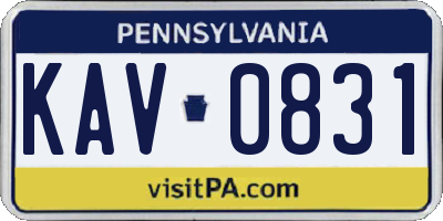 PA license plate KAV0831
