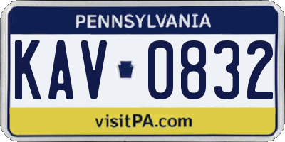 PA license plate KAV0832