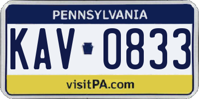 PA license plate KAV0833
