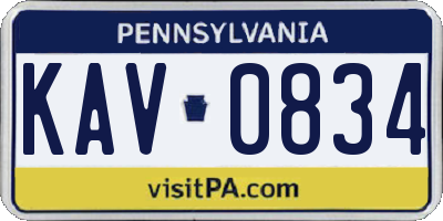 PA license plate KAV0834