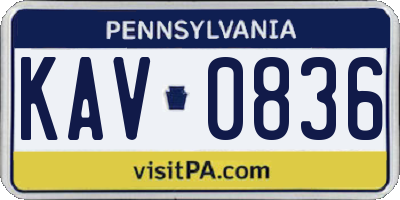 PA license plate KAV0836