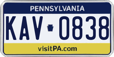 PA license plate KAV0838