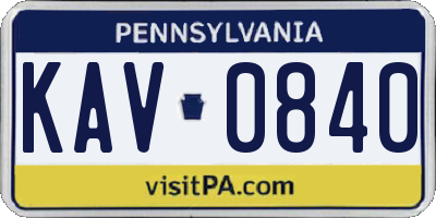 PA license plate KAV0840