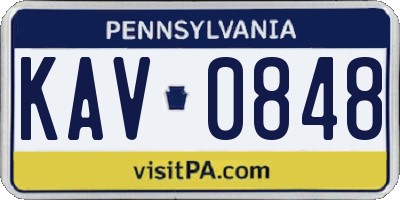 PA license plate KAV0848