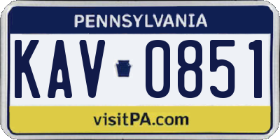 PA license plate KAV0851