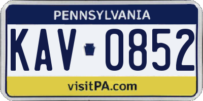 PA license plate KAV0852