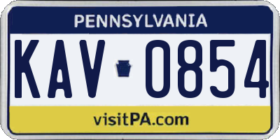 PA license plate KAV0854
