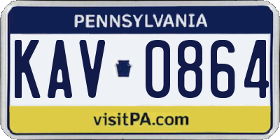 PA license plate KAV0864