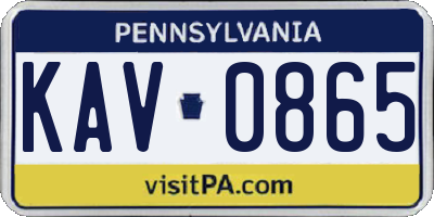 PA license plate KAV0865