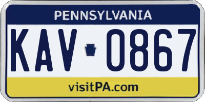 PA license plate KAV0867