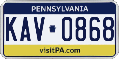 PA license plate KAV0868