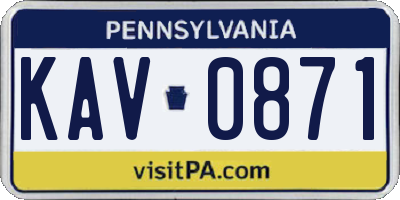 PA license plate KAV0871