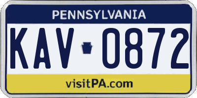 PA license plate KAV0872