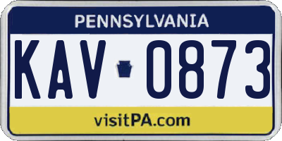 PA license plate KAV0873