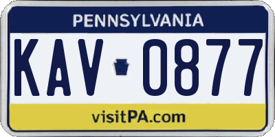 PA license plate KAV0877