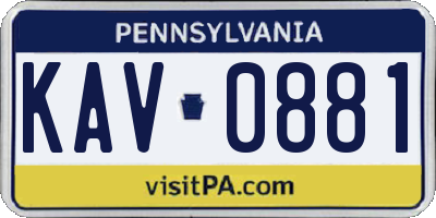 PA license plate KAV0881