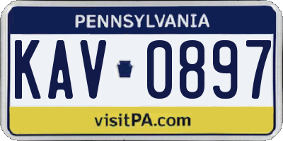 PA license plate KAV0897