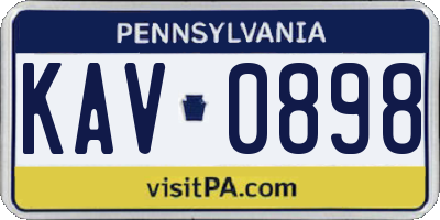 PA license plate KAV0898