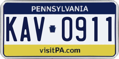 PA license plate KAV0911