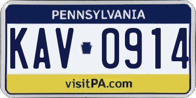 PA license plate KAV0914